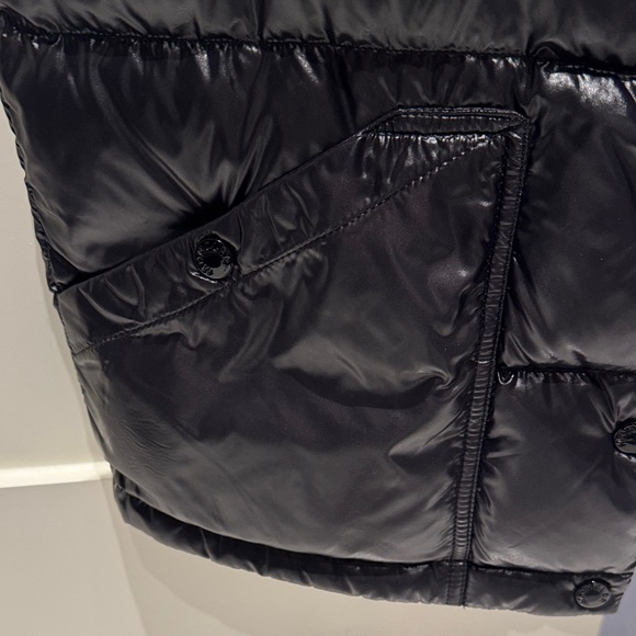 Moncler Women's Shiny Black Puffer Vest - Picture 2 of 9